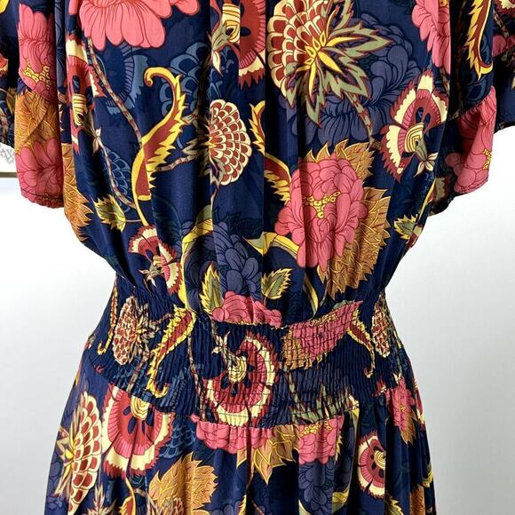 JAASE Handshaped in the Shed Rayon Floral Midi Dress SZ L - Picture 6 of 10